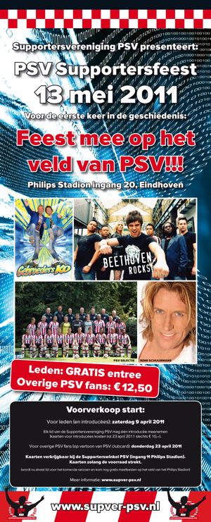 PSV supportersfeest op het veld van PSV met de PSV Selectie Beethoven De Gebroeders Ko en Rene Schuurmans